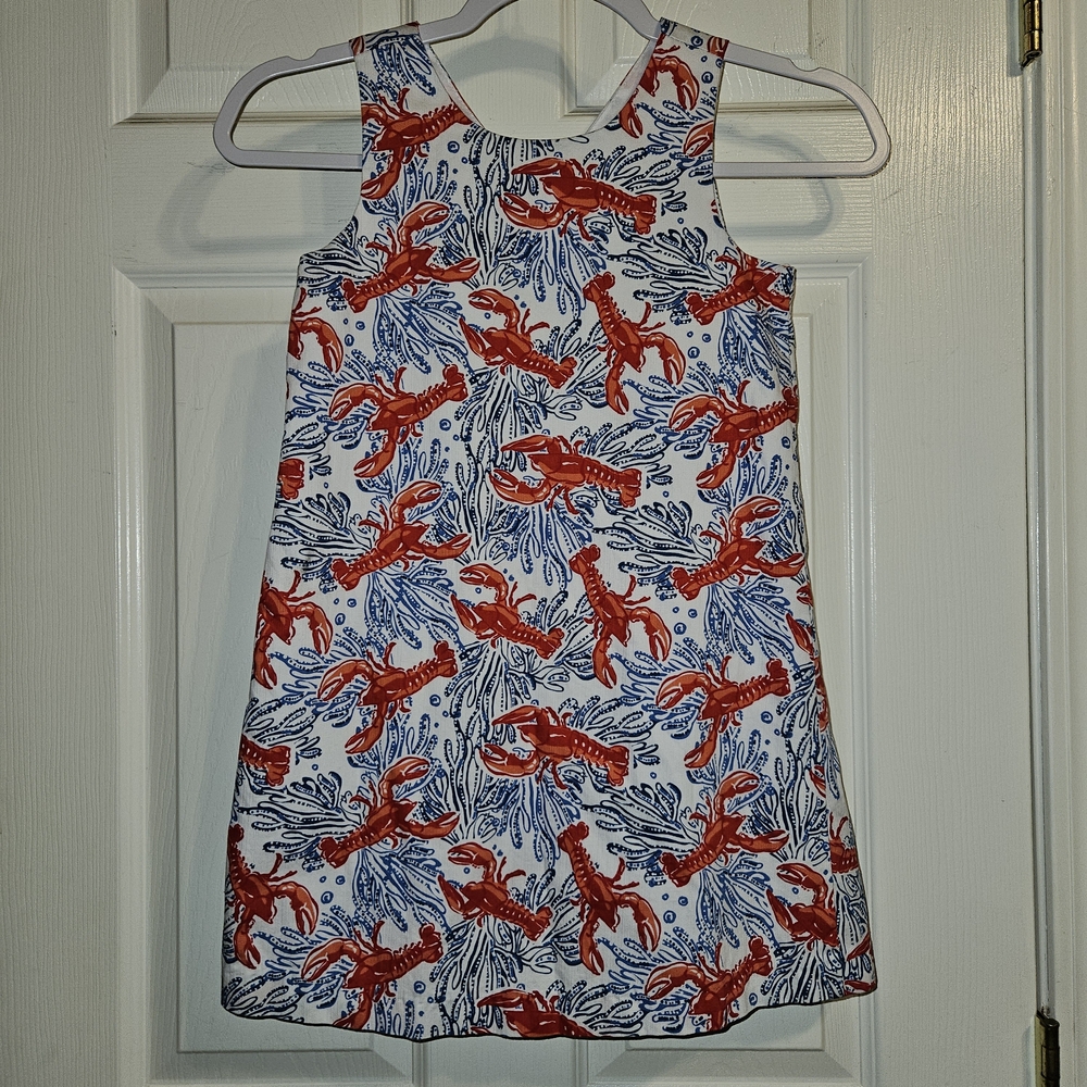 Tommy Bahama Kids Lobster Print Dress - Red and Blue Size 7